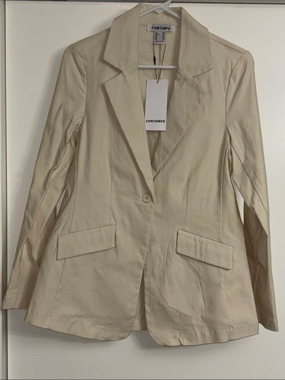 Contempo Cream Single-Button Tailored Blazer